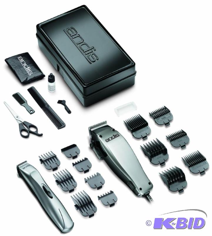 lot 74 image: Andis 23-Piece Clipper and Trimmer Combo Pack, Silver