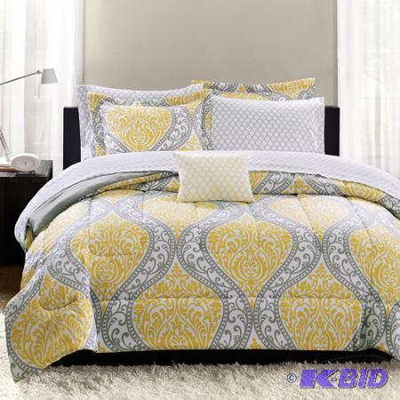 lot 91 image: Mainstays Yellow Damask Bedding Bed-In-A-Bag