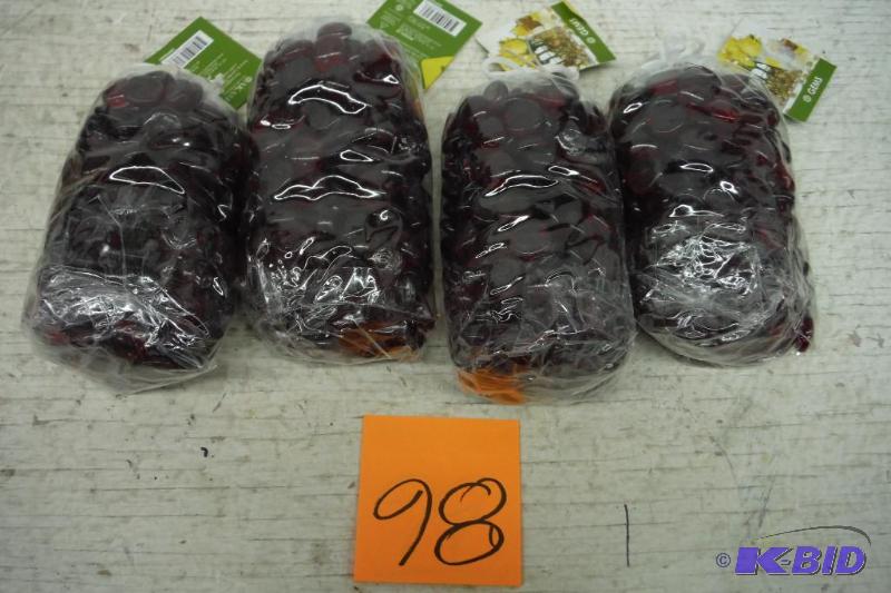 lot 98 image: Lot of 4 bags of Akashi Red Gems 42oz. Bags