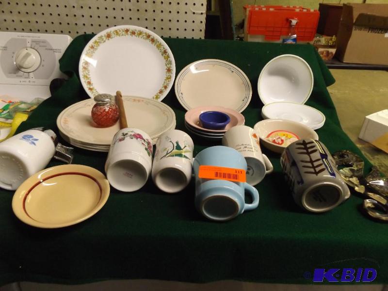 lot 111 image: misc dishes, cups, plates, bowls...
