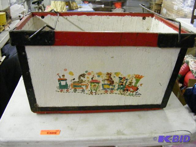 lot 183 image: Old wooden storage box...