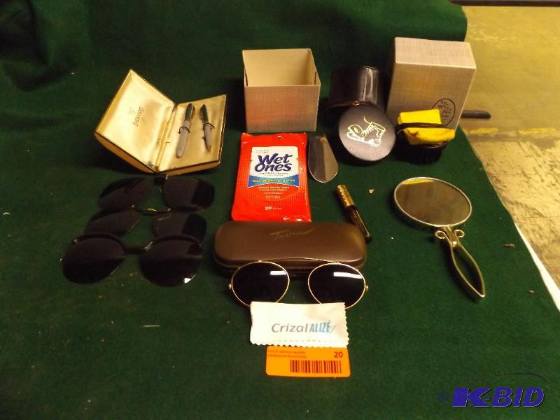 lot 20 image: clip on sunglasses, magnifying glass, shoe ca...
