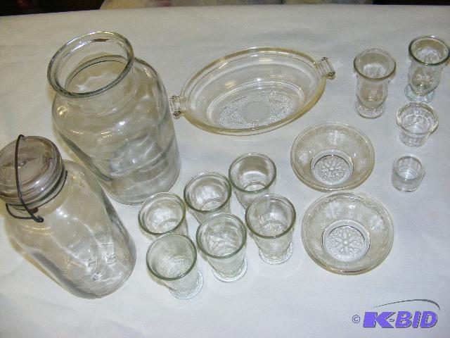 lot 215 image: jars, glasses, serving bowls...