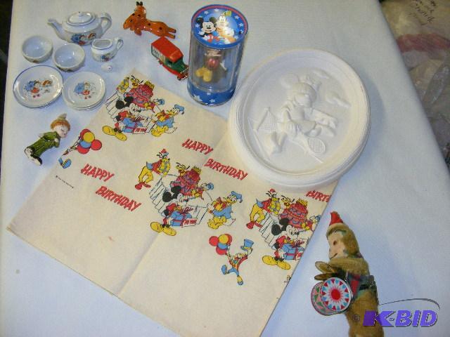 lot 219 image: kids Birthday Party items, tea set, and misc ...