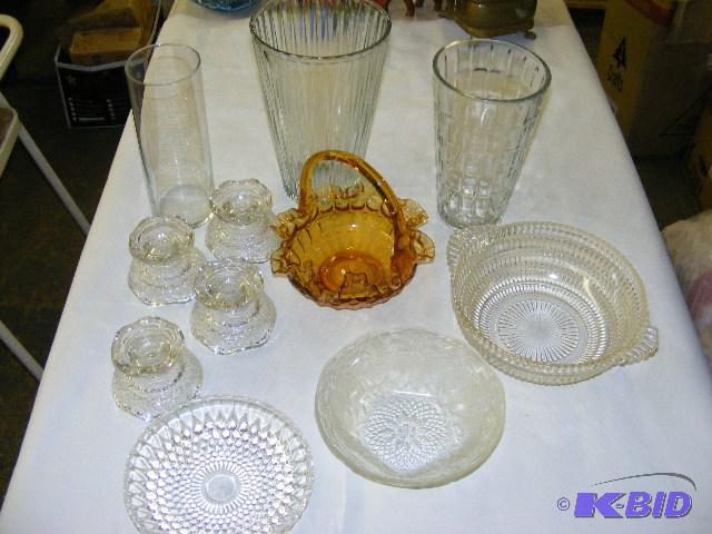 lot 228 image: glass serving bowls, vases, dessert cups, amb...