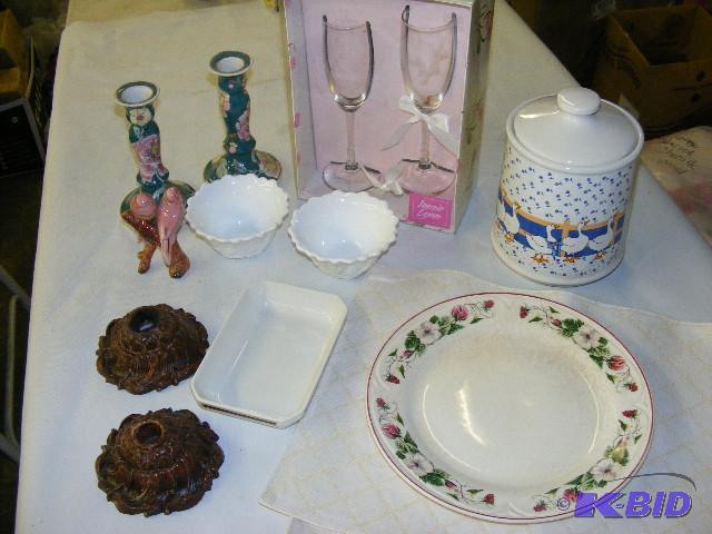 lot 230 image: candle holders, wine glasses, two custard bow...
