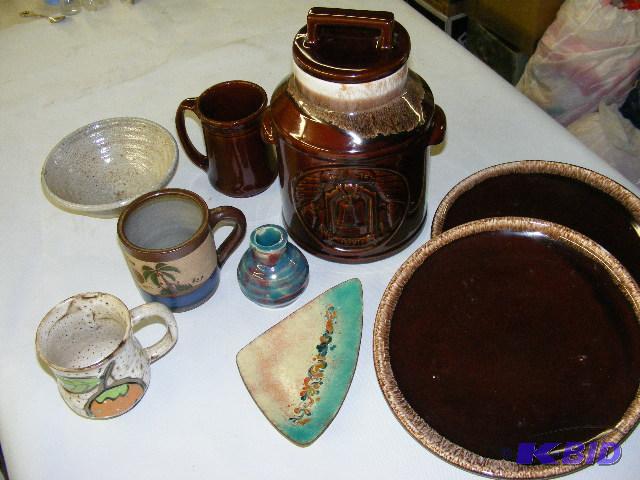lot 236 image: Decorative pottery items, two plates...