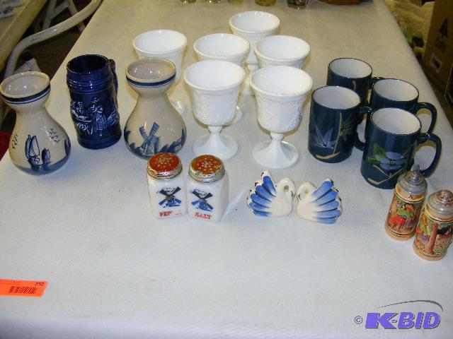 lot 250 image: coffee mugs, salt and pepper shakers...
