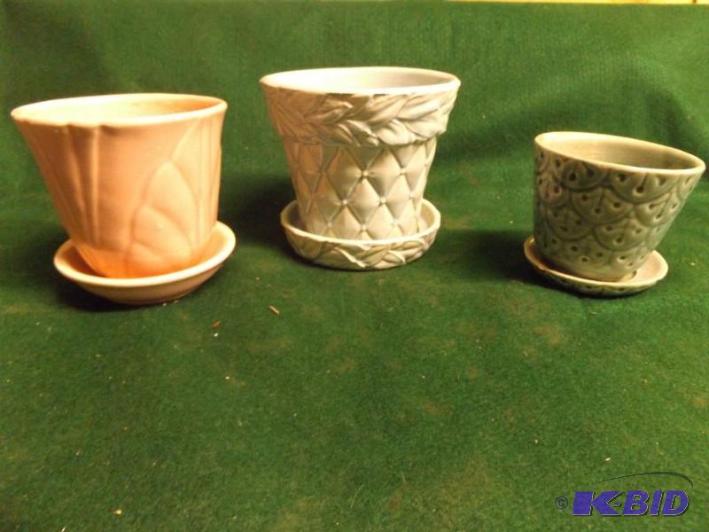 lot 47 image: Three Flower Pots, the center blue one is McC...