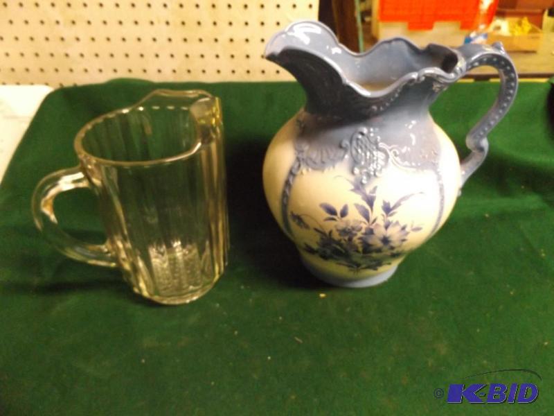 lot 50 image: glass water pitcher and ceramic water pitcher...