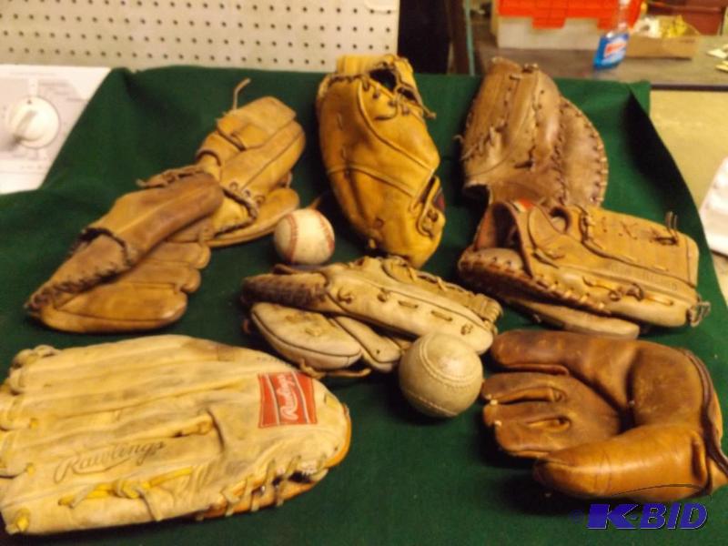 lot 62 image: lot of baseball gloves and balls, start your ...