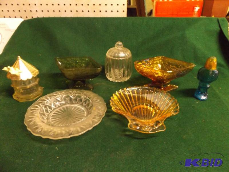 lot 70 image: Glass serving dishes, and cologne bottles...