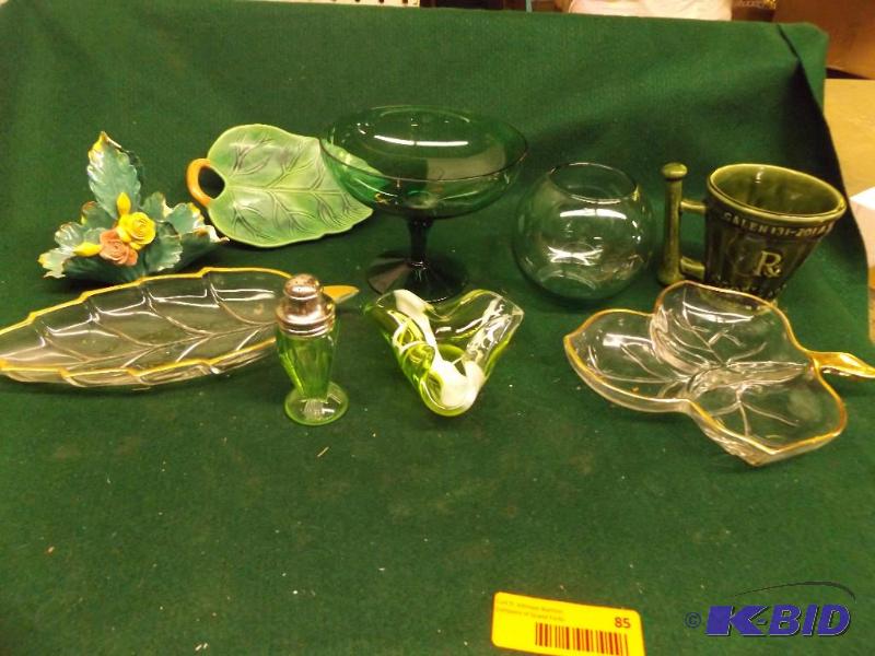 lot 85 image: Made in Occupied Japan Leaf tray, glass servi...
