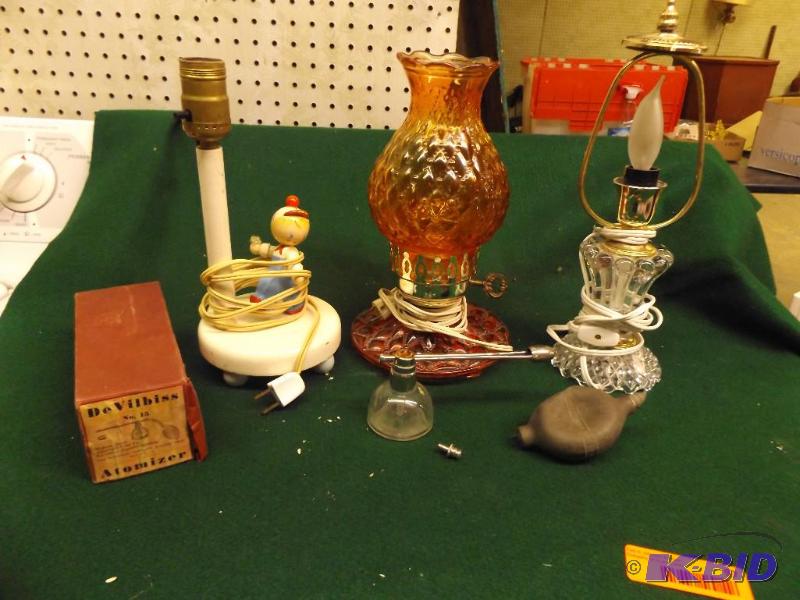 lot 97 image: older electric lamps and DeVilbiss No. Atomiz...