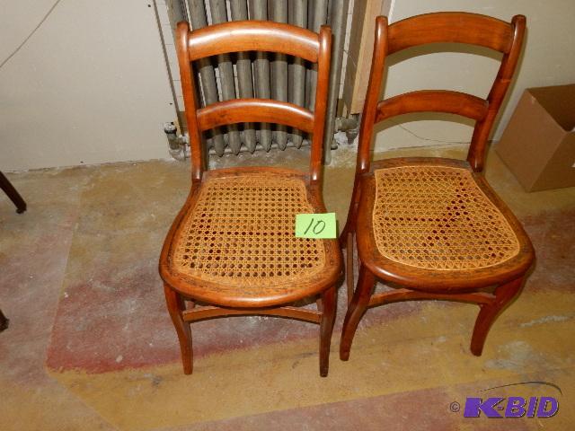 2 Antique Walnut Dining Chairs