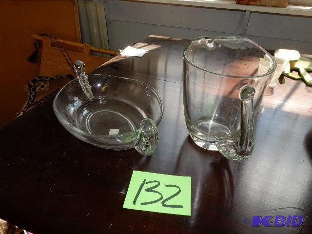 Heavy Glass water pitcher and serving bowl