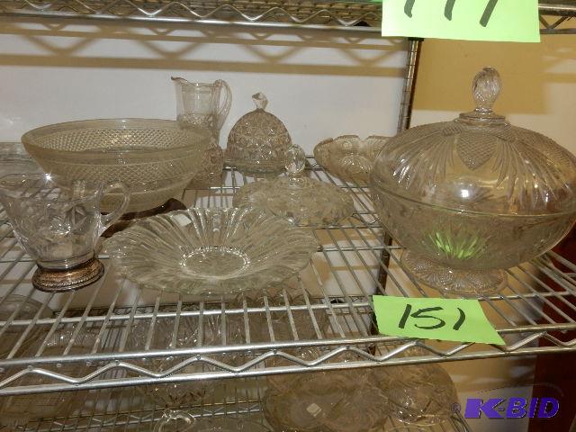 Cut Glass Bowls, pitchers, Candy Dishes