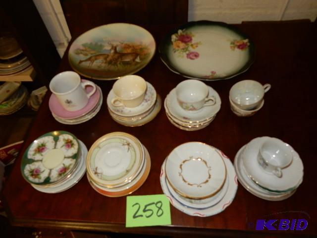 Two Decorative Platters and Misc. Cups and Saucers