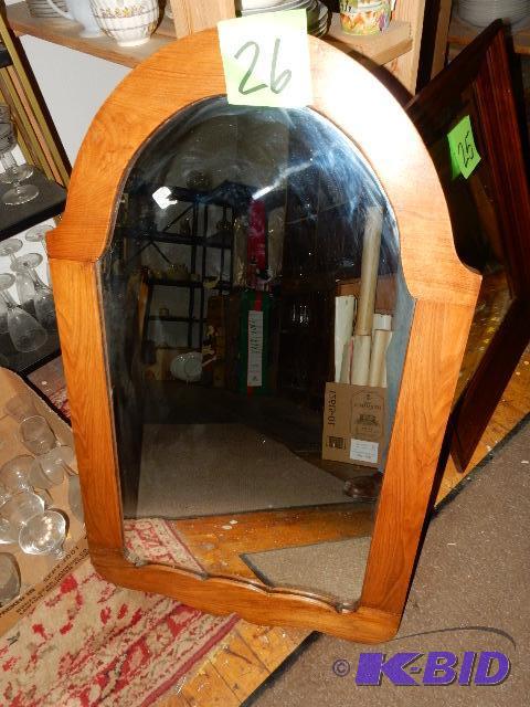 Walnut Mirror, Rounded top