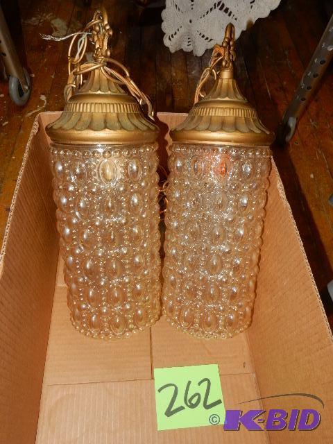 Brass and Glass hanging light fixture.