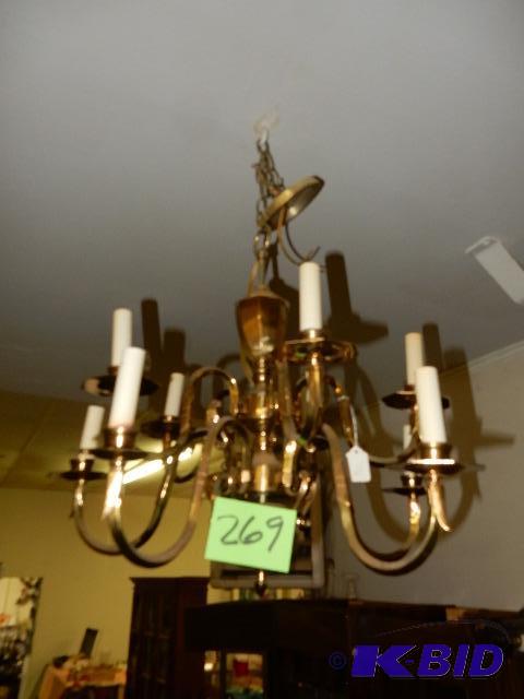 Nice Brass Chandelier with Multiple Candle Type lights.