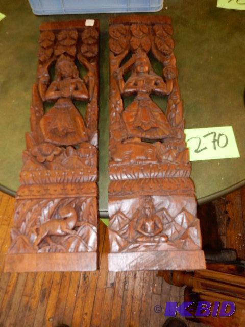 2 Wood Carving Displays, Asian Angel Theme