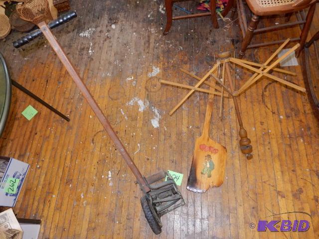 Sidewalk Trimmer, Antique Clothes hanger, FunClown pizza paddle