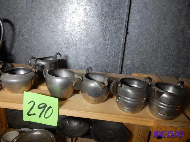 3 Sets of Pewter Creamer and Sugar