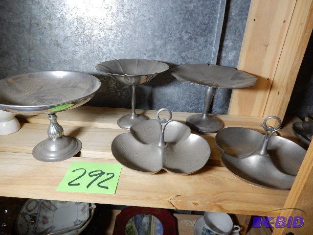 5 Pewter Serving Dishes