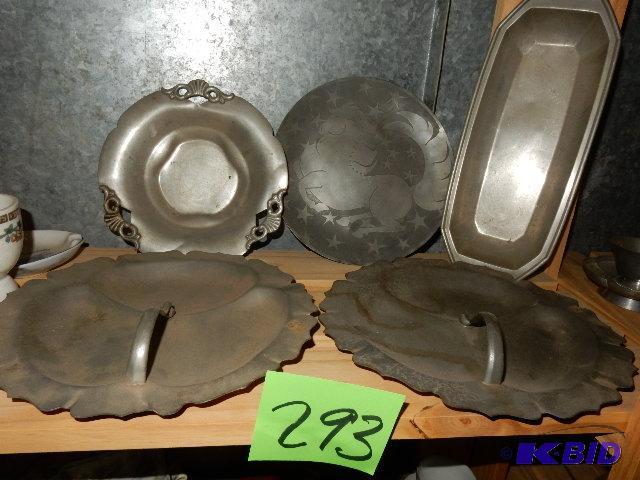 5 Pewter Serving Trays