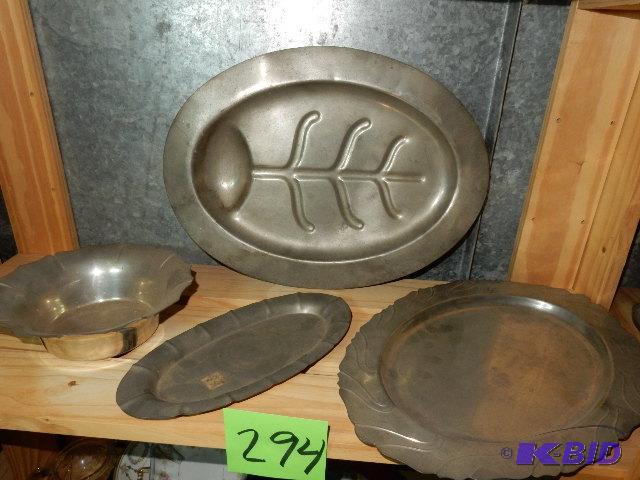 5 Pewter Serving Dishes as shown
