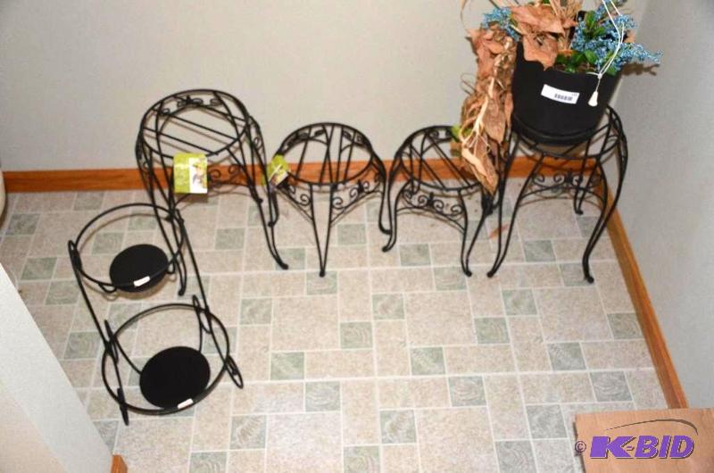 lot 110 image: Five plant stands, 2-16" tall, 2-10"...