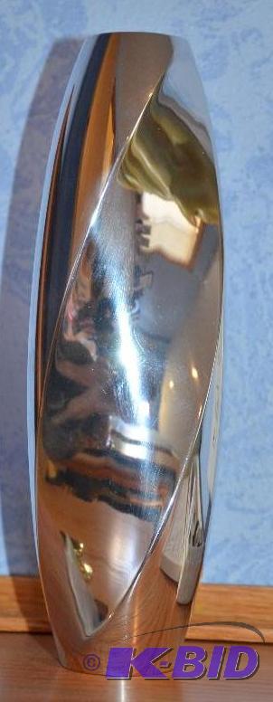 lot 128 image: Nambe studio metal vase, 8 in. tall...