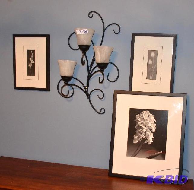 lot 34 image: 3 pictures, 21x17, 14x10, 14x10, and 3 LED te...