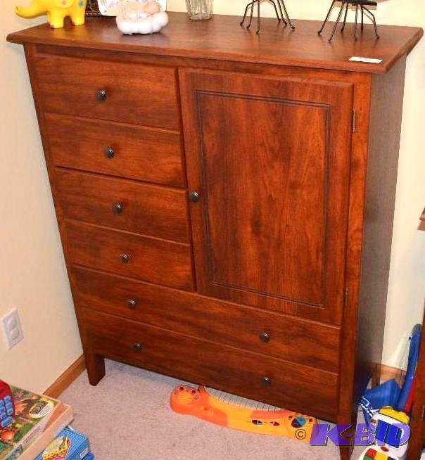 lot 39 image: Wood Chest of drawers, 48x40x16", matche...