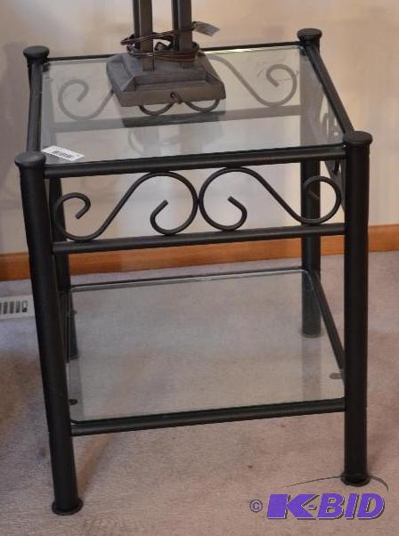 lot 4 image: Very nice, Glass top metal frame living room...