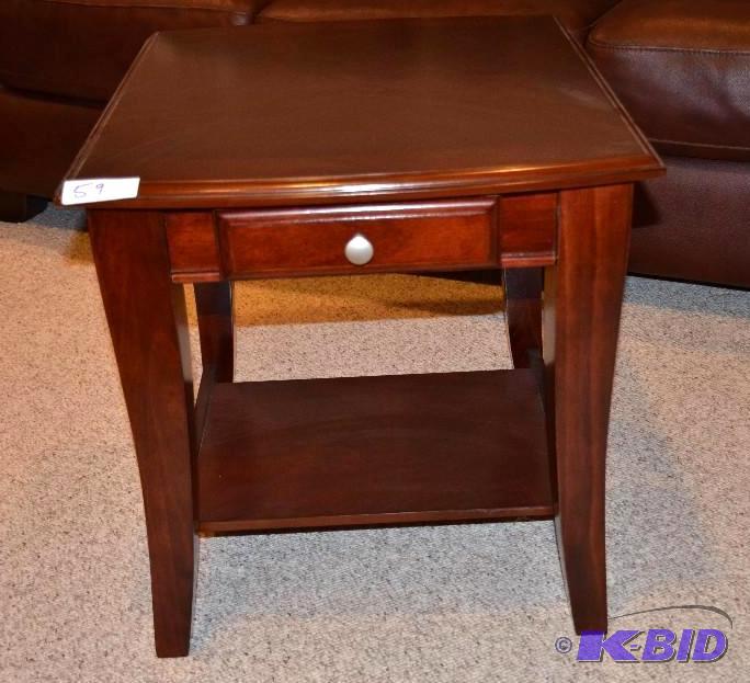 lot 59 image: Wood end table, 22x22x26, identical to Lot# 8...