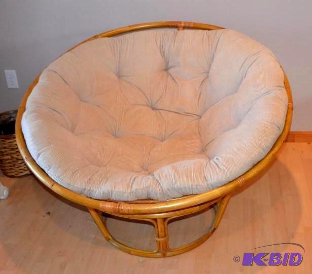 lot 63 image: Bamboo Papasan round chair, with comfortable ...