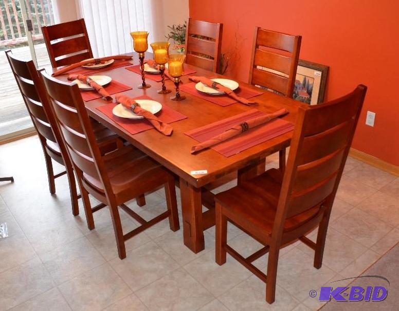 lot 8 image: Beautiful solid wood table - 39x 84" w...