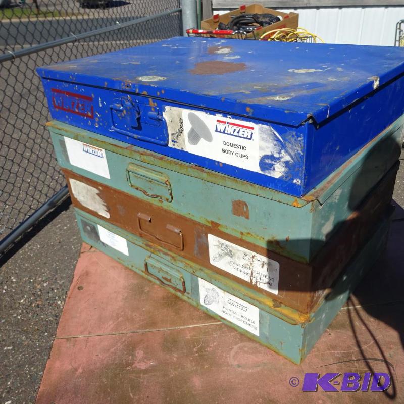 4 Metal Hardware Bins...