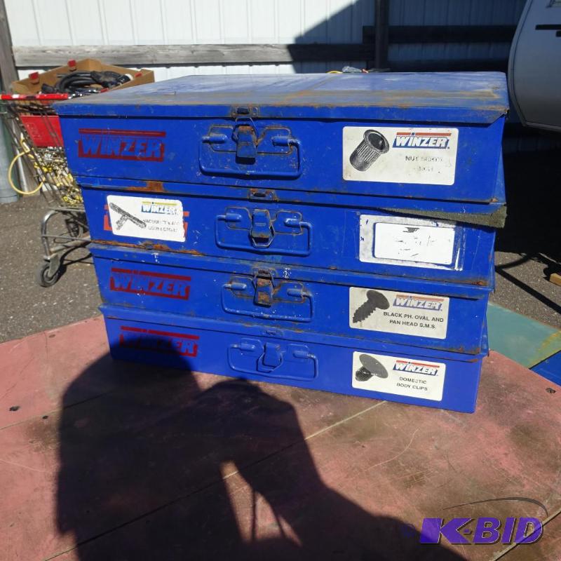 4 Metal Hardware Bins...