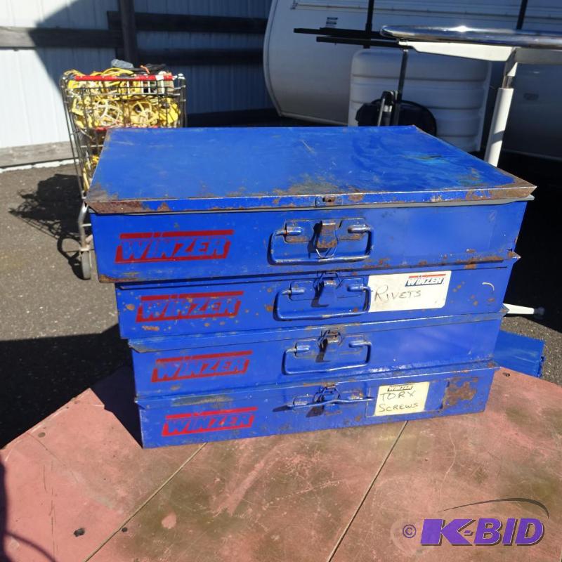 4 Metal Hardware Bins...