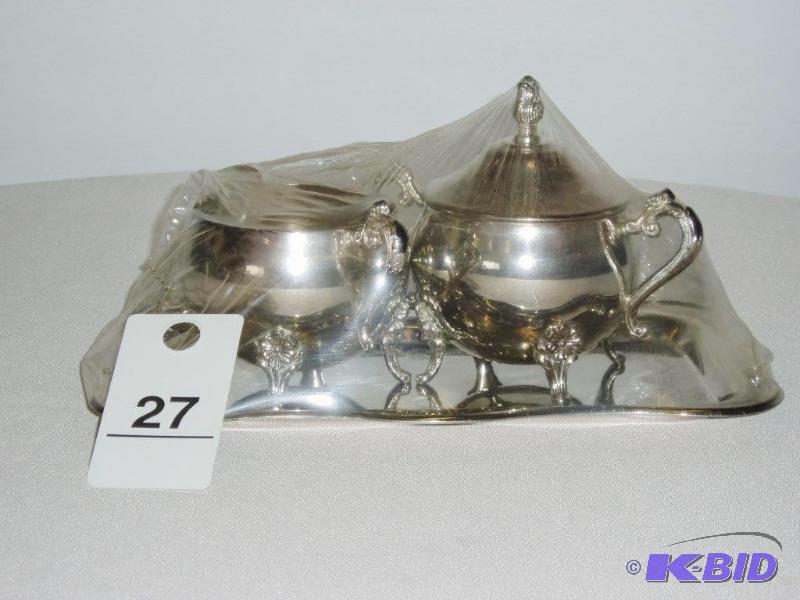Cream &amp Sugar On Tray Silver Plated &nbsp...