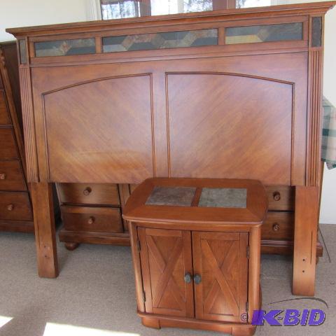 lot 104 image: Queen Headboard, Night Stand