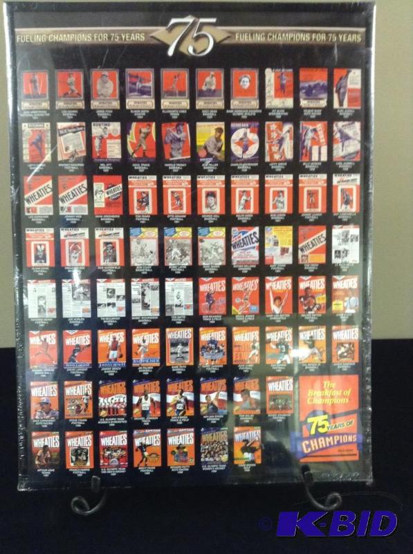 lot 28 image: Framed 75 Years of Wheaties Boxes Print