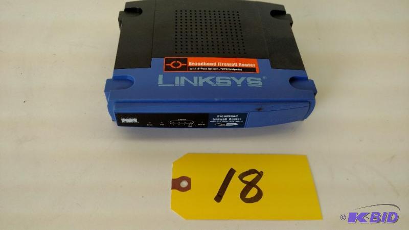 lot 18 image: Linksys Broadband Firewall Router, Model BEFS...