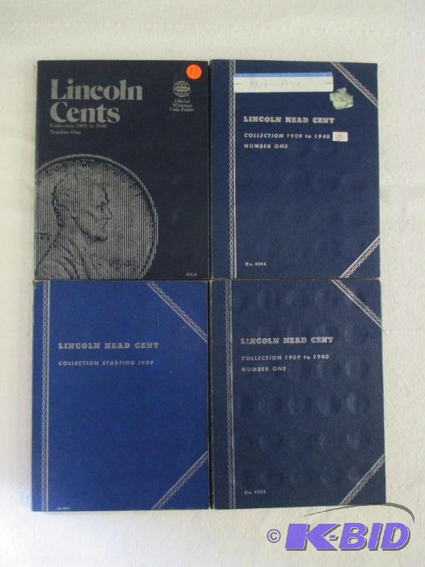 lot 13 image: 1 Lot of (4) 1909-1940 Partial Lincoln Cent Books including better dates 09, 13-D, 16-D, 17-D, 17-S