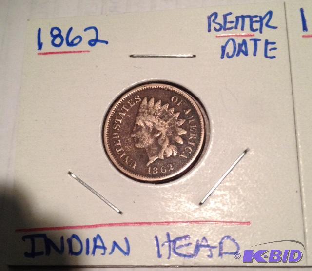 lot 22 image: 1862 and 1864 Indian Head Cents Better Dates