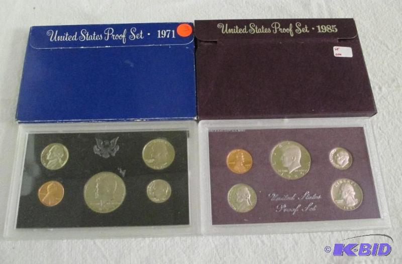 lot 3 image: 1971-S Proof Set  with Cameo Nickel and Half  Dollar and 1985-S Proof Set
