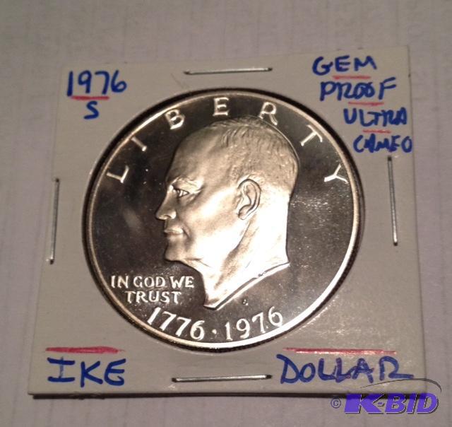 lot 36 image: 1976-S Bicentennial Ike Dollar Super Nice Gem Proof Ultra Cameo.